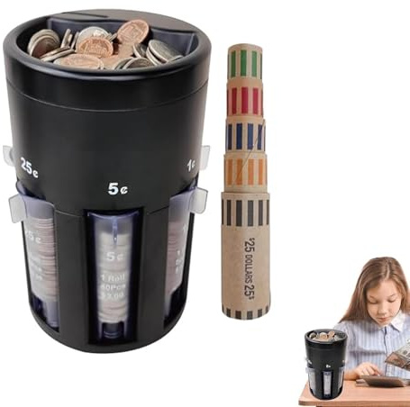 Separatore automatico di monete con involucri per monete, contenitore portatile per monete 2025 barattolo per monete rapido e preciso, contatore di monete digitale, contatore di monete per cambiare