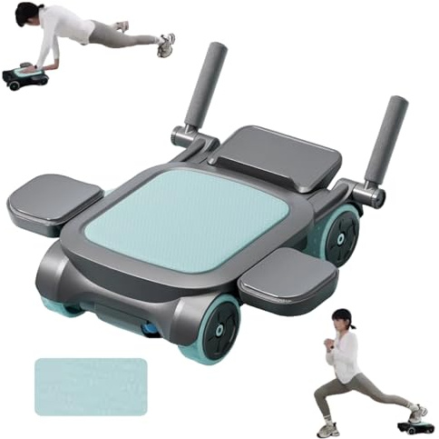 Ab Wheel Roller for Abs Workout - 4 Wheel Auto Return Ab Roller for Home Gym, Core Strengthener & Belly Fat Burner - Portable Abdominal Exercise Equipment for Men & Women (Blue)