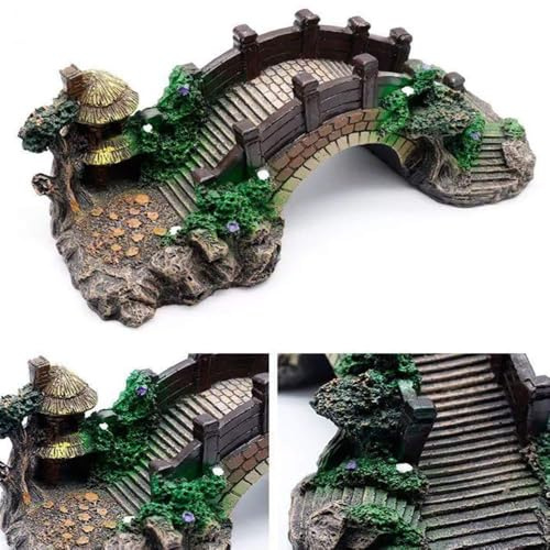 Fish Tank Decorations Aquarium Ornament Resin Arch Bridge Tree Pavilion Artificial Bridge Model for Garden Decor Fish Tank Landscape Accessories