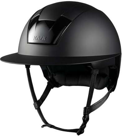 KASK Kooki - Casco de equitación para mujer con visera grande para entrenamiento y torneo, casco de equitación ligero para hombre y mujer, con interior intercambiable y ajuste cómodo (negro mate, 59)
