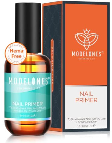 Modelones Professional Natural Nail Bond Primer, Nail Protein Bond, Superior Bonding Primer 0.5 oz 1pcs for Gel Nail Polish, Adhesives UV Gel Polish Tips UV Gel System Manicure Tips Functional Use