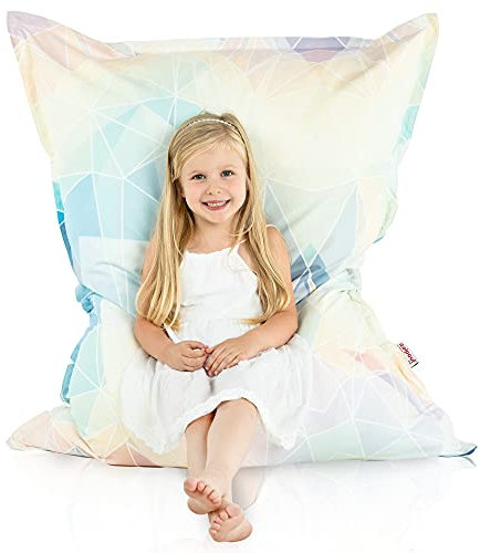 Italpouf Sitzsack XL Riesensitzsack, Sitzkissen Indoor, Sitzsack Sessel für Kinder, EPS Perlen Füllung, Abnehmbarer Bezug, Maschinenwaschbar, Abstraktes Pastell, 135x98 cm
