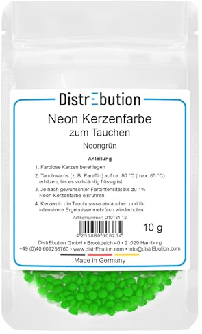 Kerzenfarbe Neon Grün hochkonzentriert 10g – zum Einfärben von Kerzentauchmasse, kräftige Farbtöne, Made in Germany