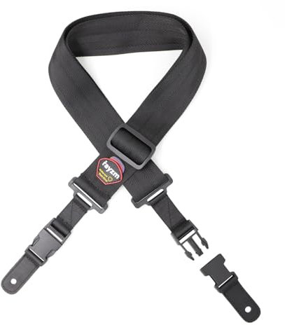 Rayzm Gitarrengurt mit Schnellverschluss, Schwarzer, rutschfester, weicher Nylongurt für Akustik-/Elektro-/Bassgitarre, 5cm breit, längenverstellbar