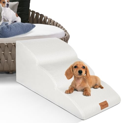 Topmart High Density Extended Foam Dog Ramp&Steps 3 Tiers,15.7 High,Non-Slip Dog Stairs with Waterproof Cover,Soft Foam Pet Ladder,Best for Injured,Older Cats,Pets with Joint Pain