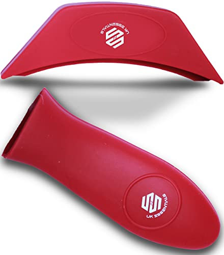 S&S UKessentials Silicone Hot Handle Covers Non-Slip Assist Hot Pot Pan Handles Holder for Cooking, Baking & Work Cover for Cast Iron Skillet hot Pot Frying Pans and Griddles (Red, Boat)