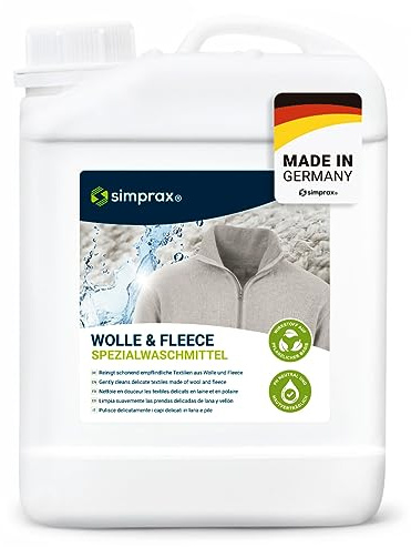 SIMPRAX® Wollwaschmittel - Liquido Lavatrice Lana e Delicati Senza Profumo, Certificato GOTS & Biodegradabile Vegan Speciale per Cashmere Merino Angora Alpaca Shetland Lavaggio Mano & Lavatrice, 2,5L