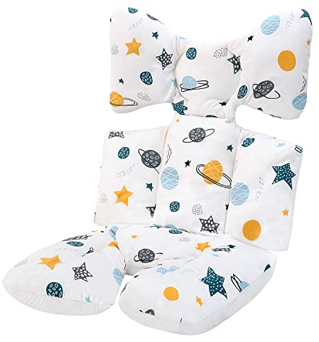 Baby Stroller Cushion Baby Pushchair Seat Liners Pram Liner Universal Baby Stroller Seat Liner Soft and Breathable 3D Air Mesh Cotton (Planet White)