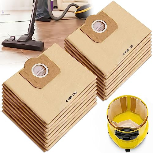 BARAKYEG 16 bolsas de papel de filtro Aspiradora para Karcher 6.959-130.0 para WD3 WD3P MV3 MV3P Premium, universal para limpieza