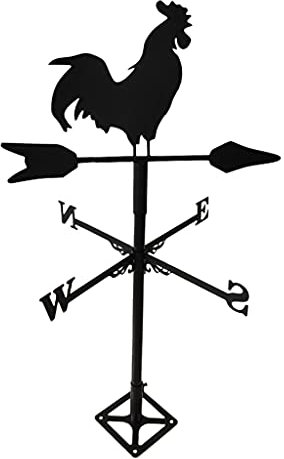 Vintage Acero Inoxidable Forma de Gallo Veleta Montaje de Cerca Veleta Indicador de dirección del Viento Jardín al Aire Libre Granja Escena Granero Estaca Decoración