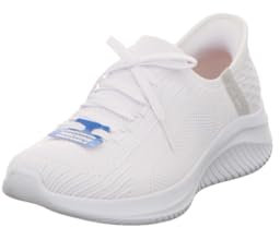 Skechers Damen Brilliant Path Ultra Flex 3.0 BRILLANTER Weg, Weißer Gestrickter Hellgrauer Rand, 38 EU