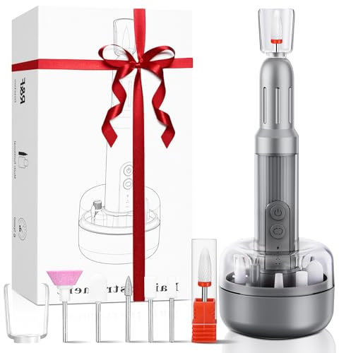 Torno para Uñas sin Cable Profesional, Zawaer Taladro eléctrico de uñas, para uñas de gel acrílico natural, 2 modos de carga y 6 velocidades Ajustable, Set de Manicura para Salón DIY