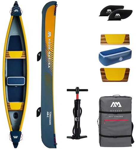 Campsup Aqua Marina kajak aufblasbar | Inflatable 3 Personen Kayak Tomahawk AIR-C 2024 | 478x88 cm | Technologie: Drop Stitch