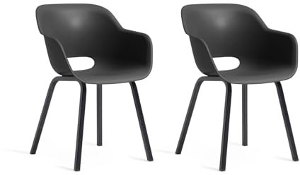 Keter Noa Gartenstühle - 2er Set mit Metallrahmen (Schwarz)