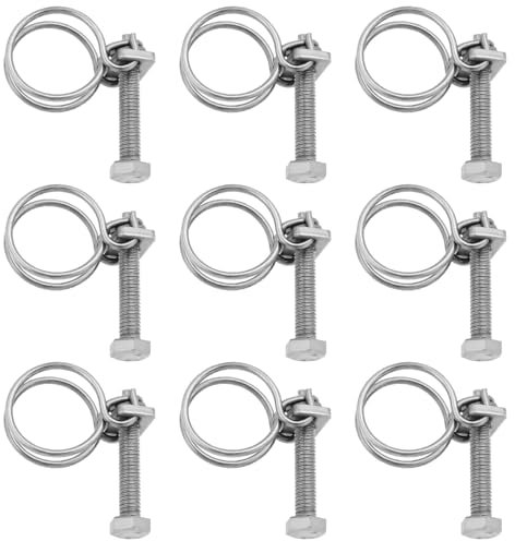 OTOTEC 20pcs Colliers de Serrage à Double Fil Réglables de 18-22mm Colliers de Serrage en Acier Inoxydable 201 Cerceau de Tuyau Réglable Colliers de Serrage à Double Fil pour Tuyaux de Plomberie
