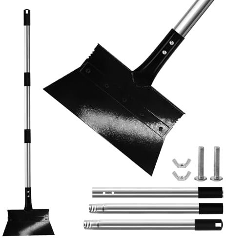 Newthinking Multifunctional Garden Shovel, Garden Cleaning Shovel with Long Handle, Heavy Duty Steel Flat Scraper for Outdoor Lawn Patio Weed Removal