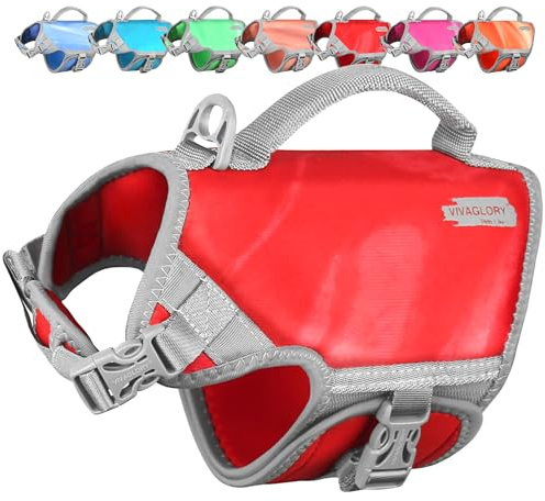 VIVAGLORY Dog Life Vest Neoprene Dog Life Jacket, XS, Windy Red