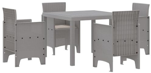vidaXL Trädgårdsmöbelset 5 pcs Ljusgrå Polypropylen, Uteplatsmöbelset, modern trädgårdsinredning, lätt sittgrupp, hållbart bord för sommarhäng