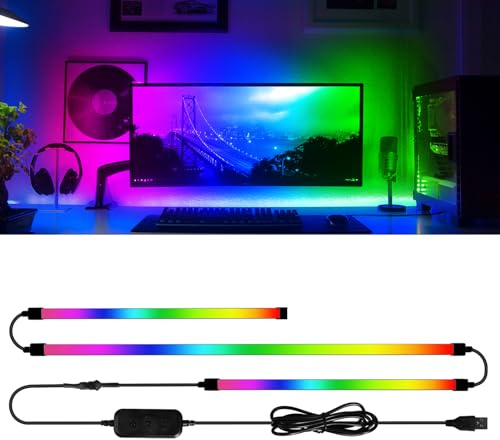 Tira LED para Monitor PC con Sincronización de Pantalla, Retroiluminación Inmersiva RGBIC para Gaming, Sincronización con Música, Luces USB para Windows y Mac (34 Pulgadas 3 Lados)