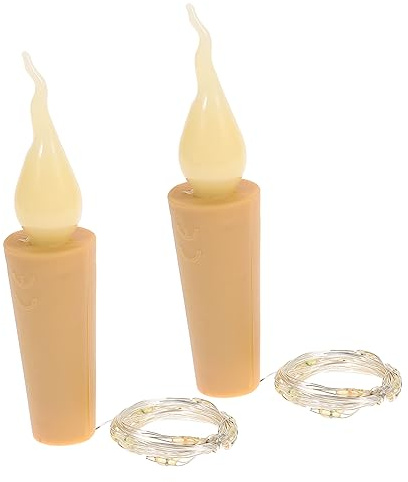 Healifty 2Pcs LED Bottle Stopper String Lights with Copper Wire Decorative Rope Lights for Christmas and Festival Home Patio Garden Warm Candle Flame Effect for Indoor Outdoor Party