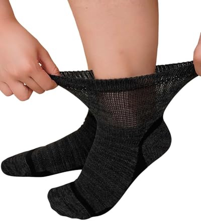 ZFSOCK Calcetines Diabeticos Hombre Mujer: Calcetines Bambu Sin Costuras Sin Goma Verano Extra Anchos No Aprietan para Pies Hinchados - Negro​ 1 Pare Talla 39-42