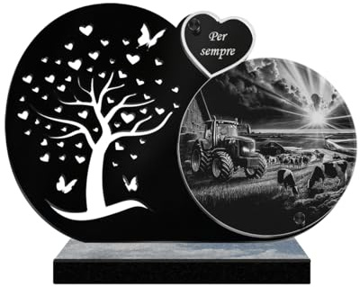 ETERNEL - Plaque Funéraire Personnalisée Arbre à Papillons - Ferme Tracteur, Agriculteur, Fermier, Vache - Texte Personnalisable, Plaque funéraire gravée au Laser pour Hommage, tombale, cérémonie