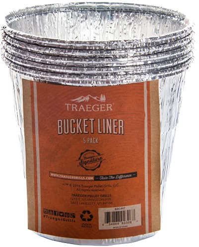 Traeger Grills BAC407 Grease Bucket Liner Grill Accessory, 5 Count