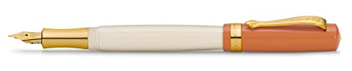 Kaweco STUDENT 70's Soul Fountain Pen I Premium Acrylic Fountain Pen for Ink Cartridges I Nostalgic Fountain Pen in Orange and Cream with Golden Details I Student Pen 16 cm I Nib: F (Fine)
