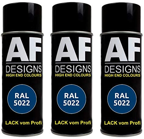 Alex Flittner Designs 3X Ral Pintura en Espray Pintura Coche Laca Colorida Lata de Aerosol RAL5022 Azul Noche Mate