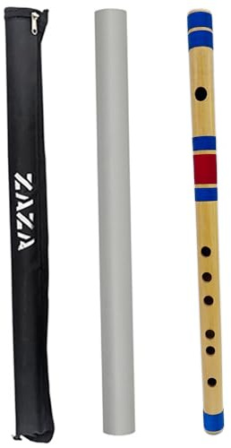 Professional 6 Holes Polished Bamboo Flute - (Indian Flute) With Carry Bag (Scale-G)