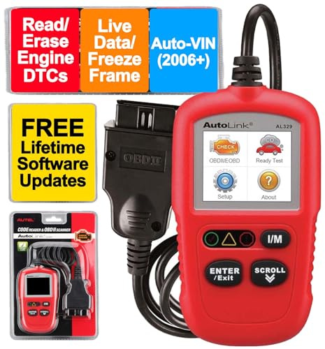 Autel AutoLink AL329 (Lifetime Free Update) OBD2/EOBD Hand Code Reader, One-Click I/M Readiness Key, OBDII/CAN Diagnostic Scan Tool, Live Data