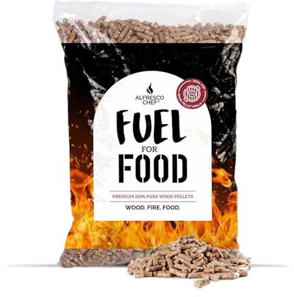 ALFRESCO CHEF Pure Wood Pellets for Outdoor Wood Fired Pizza Ovens & Pellet Grills – Easy to Light – 9kg - Oak, Brown, 51.79 x 35.79 x 13.5 cm