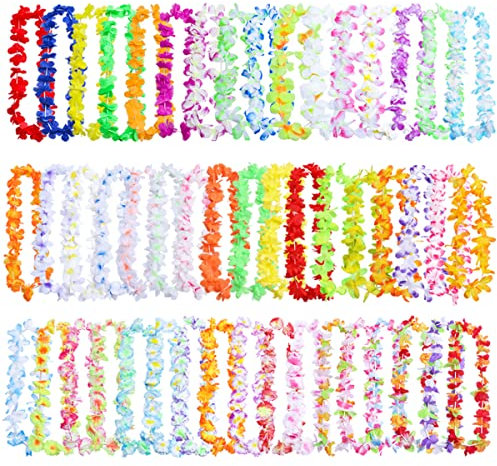 PARSUP Lot de 50 décorations de fête hawaïennes, 50 styles de collier hawaïen en vrac pour fête hawaïenne tropicale à thème plage, bar de nuit, Luau, Aloha, vacances à la plage, PARSUP-XWYHH50PCS