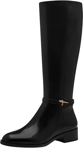 Tamaris Botas de Caña Larga para Mujer, Piel, Cómodas, Negro, 39 EU