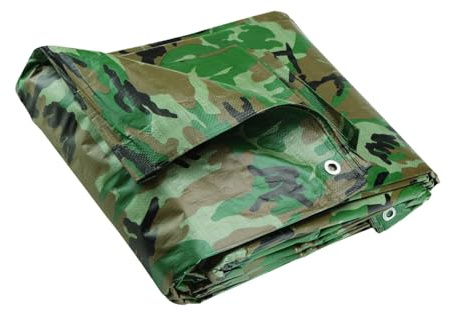 ANSIO Tarpaulin 3m x 3m Water-resistant Tarp, Reinforced Eyelets - Camo | Multipurpose Groundsheet, Cover for Camping, Garden, Storage, DIY Projects with UV Protection, Weatherproof & Frost-Resistant