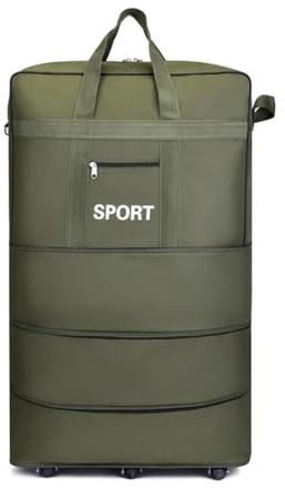 VONCYKI Sac de Voyage en soute Oxford de Grande capacité, Sac de Rangement Pliable à roulettes Universel for Bagages, Cubes d'emballage à roulettes(Green 95X48X28)