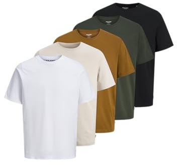 JACK & JONES Jjeorganic Lot de 7 t-Shirts Basiques à col Rond, Blanc., M
