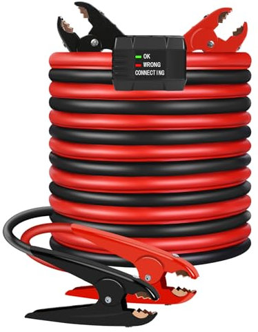 POWERBEST Câbles de démarrage robustes - 2 Gauge 20 pieds 800 A - Câbles booster automobiles avec protection Smart 6 pour batteries Jump Starting Dead ou Weak (2AWG x 20ft)