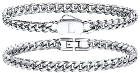 YADOCA Armband män med bokstäver rostfritt stål pansarkedja silver armband för män gravyr A-Z personlig årsdag fars dag födelsedagspresent för män pappa vän son pojke