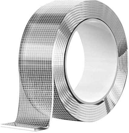 Kiyanest Transparent Dubbelsidig Tejp 3cm x 300cm x 0.2cm | Tvättbar, Återanvändbar, Spårlös Nano-tejp för Vägg, Kök, Bil och Kontor