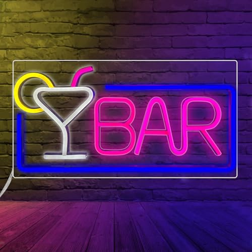 SUNOYA, LED-skylt, bar, barskylt, neonskylt, för bar, pub, väggdekoration, 42 x 22 cm