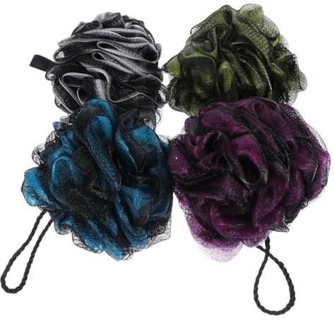 Angoily Set 4 Spugne da Bagno Esfolianti Morbide per Doccia Accessori Bagno Portatili Design a Sospensione Schiuma Ricca per Pulizia Quotidiana e Uso Domestico o in Viaggio