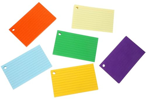 NOLITOY 6 Juegos Tarjetas Índice Coloridas Perforadas para Estudio Oficina y Notas Tarjetas Seguro para Adultos y Estudiantes