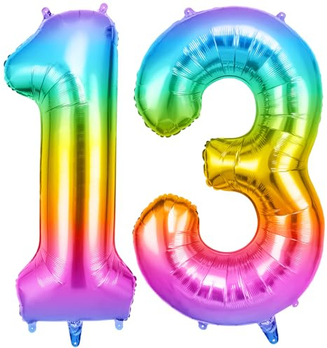 OFFCUP Palloncini Compleanno Colore 101 CM, Palloncino Numero 13, Foil Palloncini Numeri, Giganti Numeri, Decorazioni Festa Compleanno, Gonfiabili Pallone per Anniversario