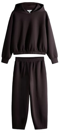 THE SET Mujeres Pack de 2 Piezas Compuesto de una Sudadera con Capucha Tipo Neopreno y Unos Pantalones de chándal con Pernera Barrel Marrón Chocolate XL