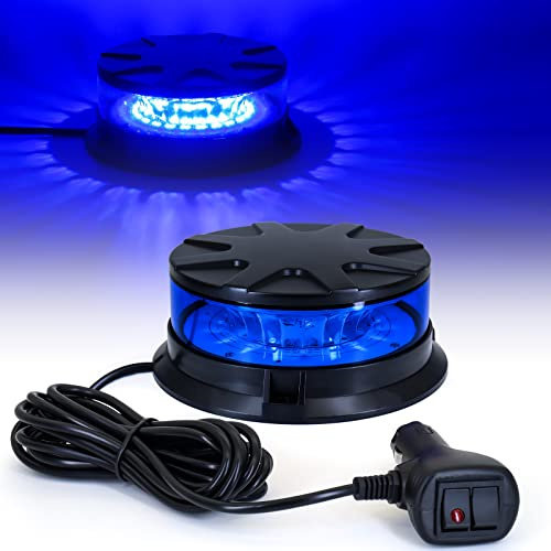 Dinfu Blåljus bil blixtlampor magnetisk fot LED allsidig lampa blinkande ljus 12 V varning 28 lägen varningsljus med 3 meter kabel för bil personbilar lastbil UTV polis