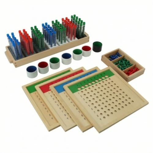 Harilla Set Division Board Toy Math Board Sorting Tray Counting Kit smooth unfinished wood for fine motor and hand eye coordination suitable for math stations home education