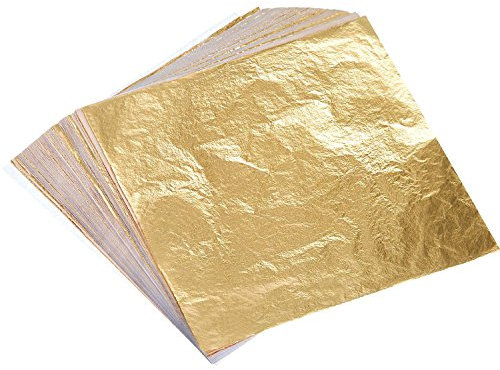 Bememo 100 Blätter Imitation Blattgold für Kunst, Vergoldung Handwerk, Dekoration, 14 mal 14 cm