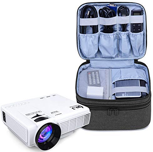 Luxja Projector Bag for Mini Projector, Projector Carrying Case Compatible with APEMAN, ELEPHAS, QKK, DR.Q and Other Mini Projector and Accessories, Black