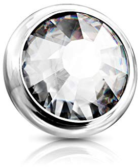 Paula & Fritz® Aufsatz-Dermal Anchor 5 mm Kristall klar 316L Chirurgenstahl 1,6 mm Gewinde Haut-Anker Skin Diver Implantat Kugel